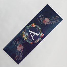 Personalized Monogram Initial Letter A Floral Wreath Artwork Yoga Mat