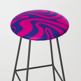 Psychedelic Liquid Swirl in Iridescent Blue + Hot Pink Bar Stool