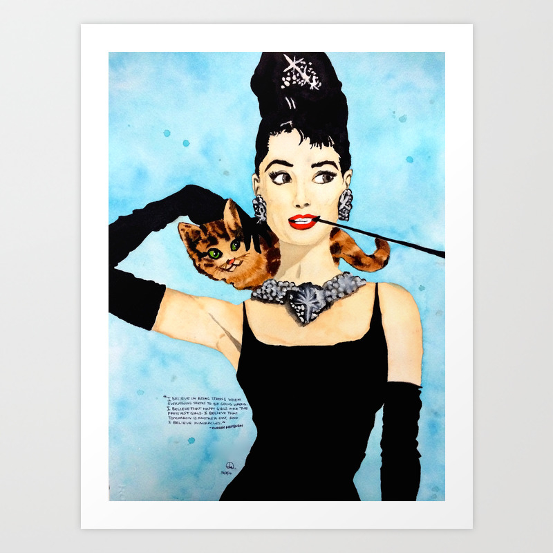 Audrey Hepburn IV Aqua 60x60cm Wandbild Aquarell Art 