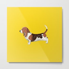 Basset Hound in Profile - Yellow Metal Print | Yellow, Hound, Gift, Illustration, Simple, Stylish, Cute, Colourful, Bright, Colorful 