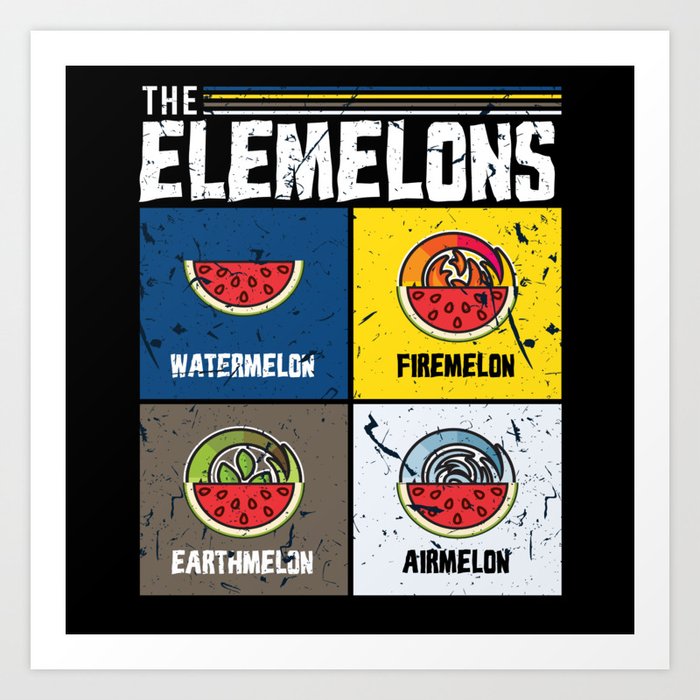 The Elemelons Watermelon Fire Earth Art Print