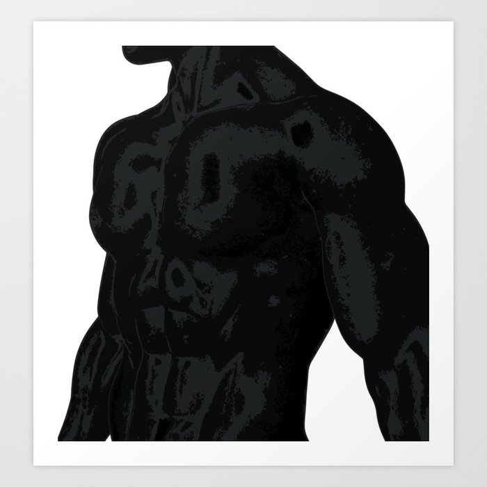 Illustration of bodybuilder silhouette black on white background Art ...