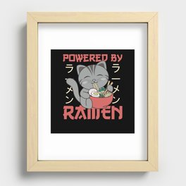 Powered By Ramen Cute Cat Eats Ramen Recessed Framed Print