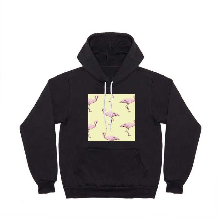 Flamingos in Flamingo Pink on Pale Yellow Hoody