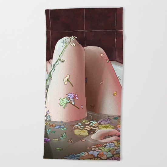 Flower Bath 3 Beach Towel