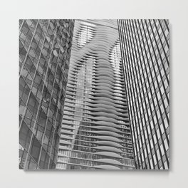 Aqua Trio Metal Print | Photo, Black And White, Chicago, Studiogang, Abstract, Urban, Architecture, Aquatower 