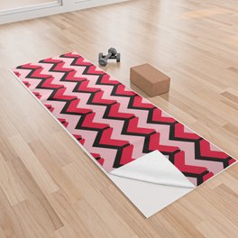 Coral Pink Chevron Geometric Abstract Pattern Yoga Towel