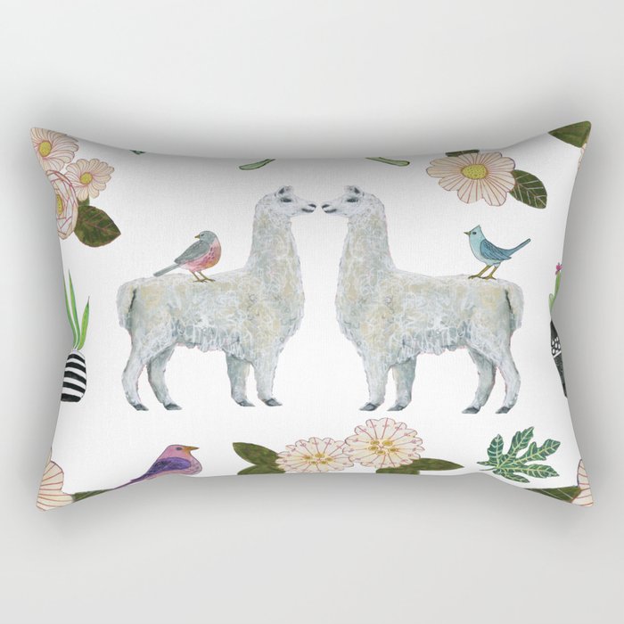 Llama and Luna Moth Rectangular Pillow