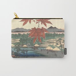 Utagawa Hiroshige - Maple Trees At Mama Tekona Shrine And Tsugi Bridge - Vintage Japanese Woodblock Print  Carry-All Pouch | Utagawa, Woodcut, Trees, Utagawahiroshige, Shrine, Bridge, Oriental, Asia, Japanese, Mama 