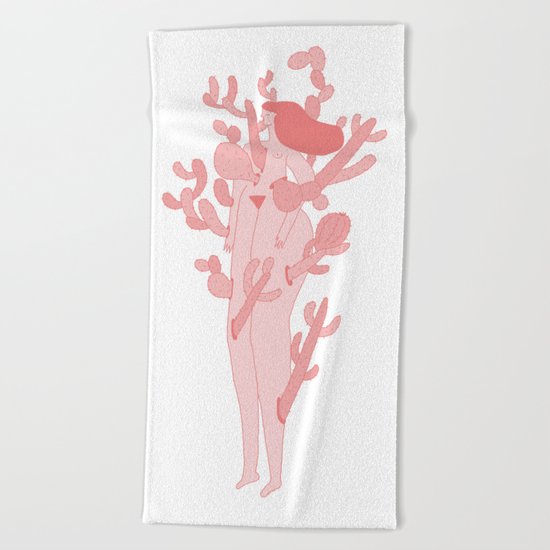 Pink Cactus Beach Towel