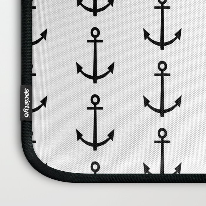 Anchor - Black & White, Nautical, Minimal, Simple, Design, Pattern, Trendy,  Cool, Simple, Modern Laptop Sleeve by CharlotteWinter