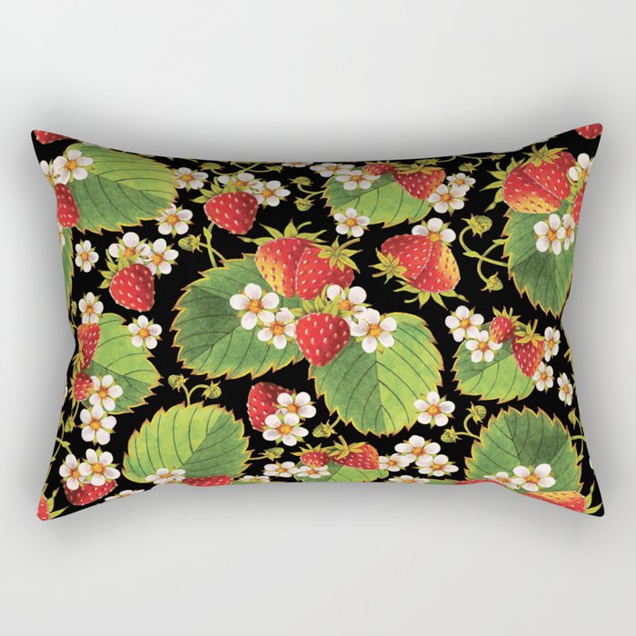 Strawberries Botanical Rectangular Pillow