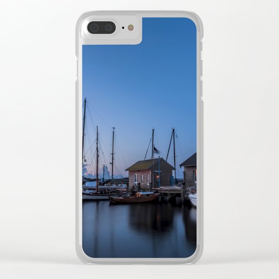 Blue hour at harbour I - Ocean Summer Night Boats- #Society6 Clear iPhone Case