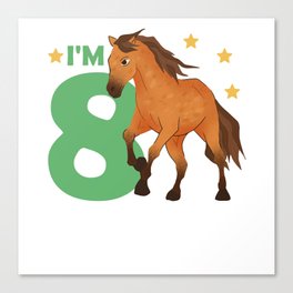 Children 8th Birthday Horse Eight Years Old Rider Canvas Print
