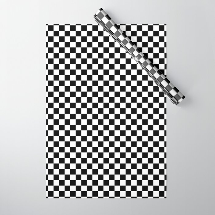 Classic Black and White Checkerboard Repeating Pattern Wrapping Paper