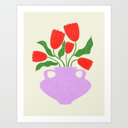 Red Flowers in a Vase Art Print