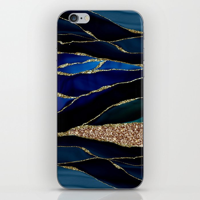 Mermaid Marble Dark Blue Glamour Ocean iPhone Skin