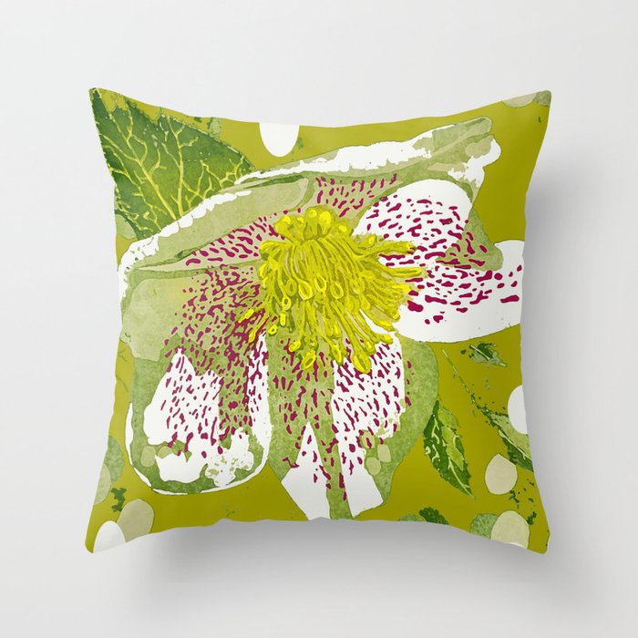 paper flowers hellebores Throw Pillow
