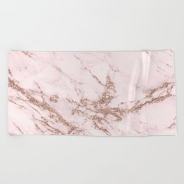 Soft Pink and Glitter Marble Collection Beach Towel