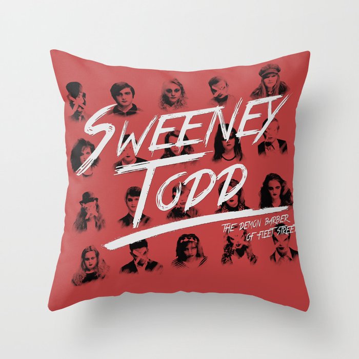 sweeney todd - b&w/red version. Throw Pillow