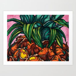 Vivid pineapple painting, exotic summer fruit pop art Art Print