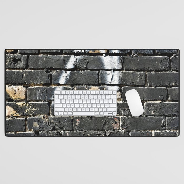 Gritty Spray Painted Black Wall  Desk Mat