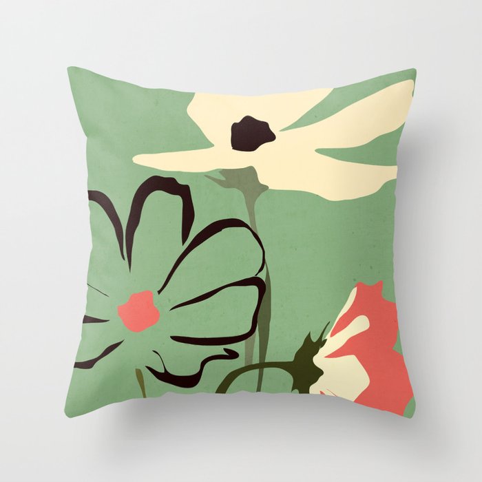 Modern Abstract Art Flowers 9 Throw Pillow