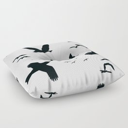 Flying birds vector black on white Floor Pillow