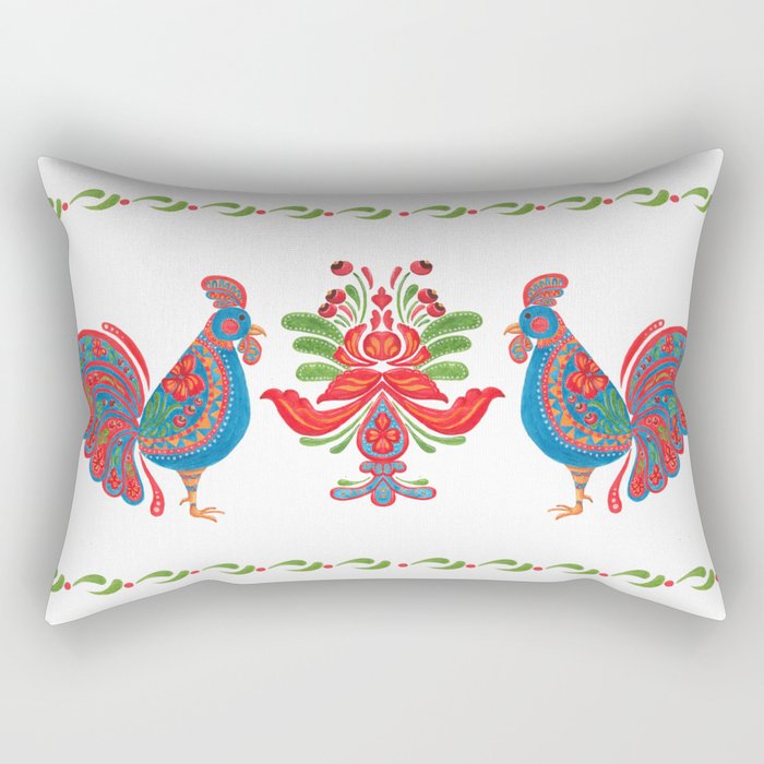 The Blue Roosters Rectangular Pillow