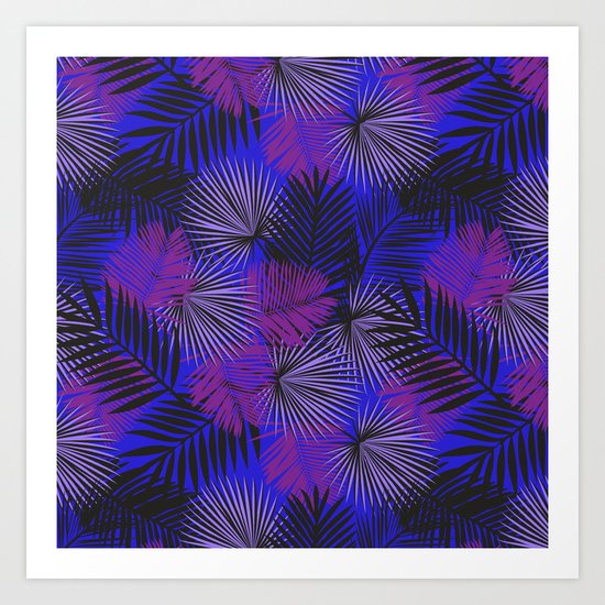 Tropical Black Purple & Blue Art Print