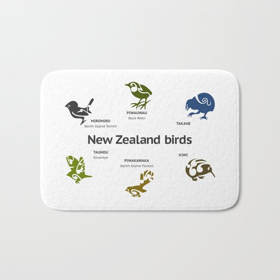 New Zealand Birds Bath Mat