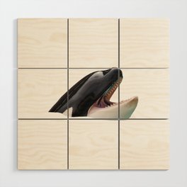 Orca Head Poking Out Of Water Wood Wall Art