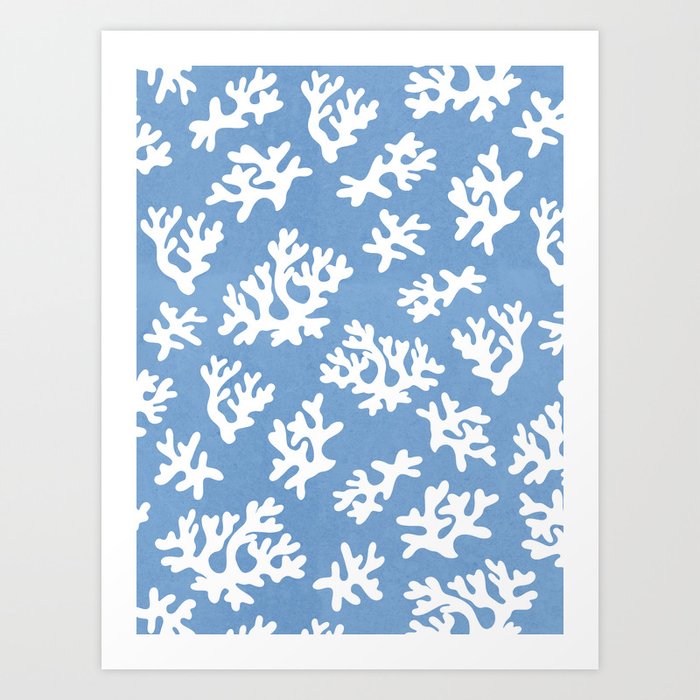 Coral Reef - denim blue Art Print
