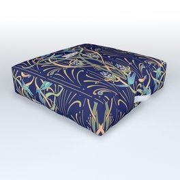 Art Nouveau Dragonflies | Navy Outdoor Floor Cushion