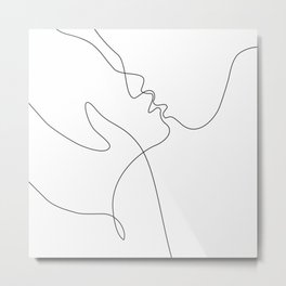 Line art drawing - minimalist kiss. Metal Print