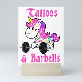 Tattoo Barbell Girl Unicorn Mini Art Print