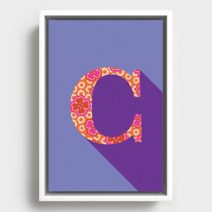 C Initial - POPPY - Retro 70s Typography Print Framed Canvas