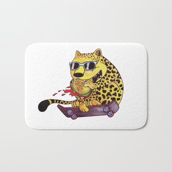 Skating Cheetah Bath Mat