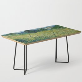 Green Wheat Field Landscape Painting Coffee Table