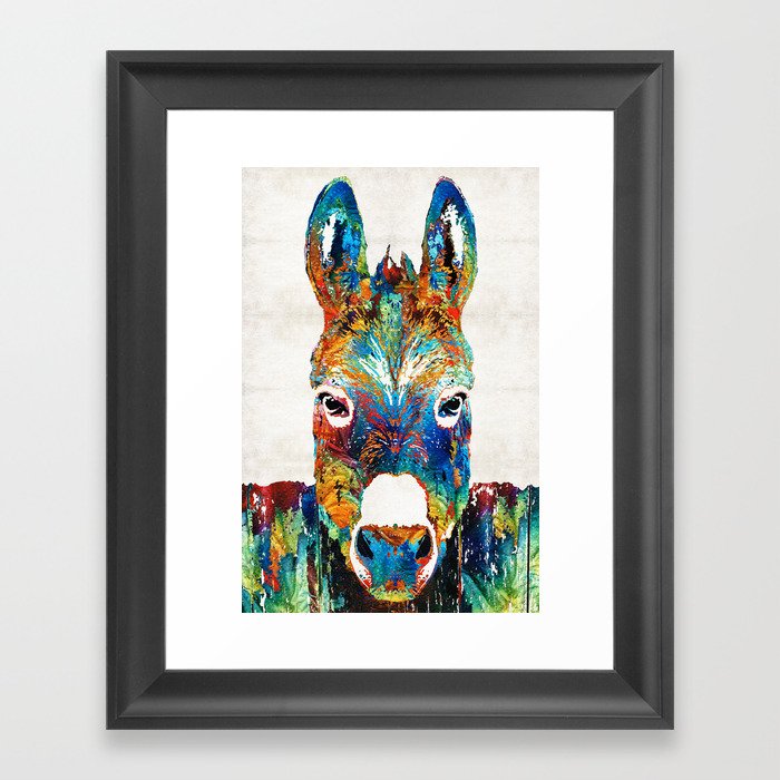 Colorful Donkey Art - Mr. Personality - By Sharon Cummings Framed Art Print