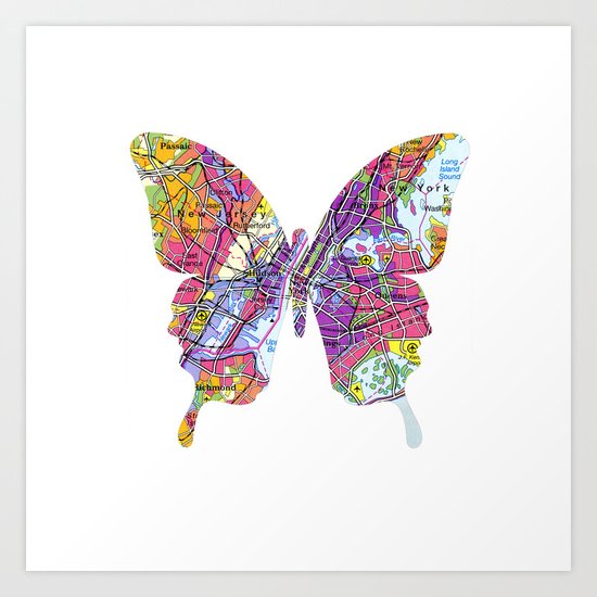 papillon - new york - white Art Print