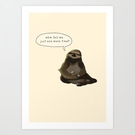 Slow Sloth Art Print | Minimalist, Cute, Dumb, Repeat, Brown, Funny, Sloth, Slow, Cream, Art 