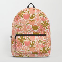Friendship Floral Pattern Pink Green Backpack