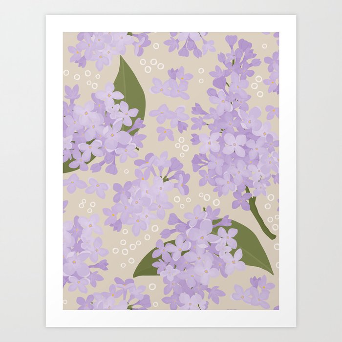 Very Peri Botanical Spring Flowers Garden - Lilacs Art Print