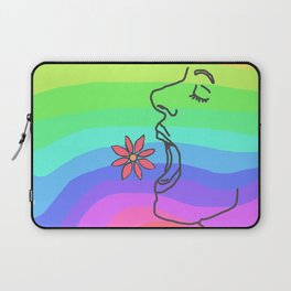 Eating a flower, with hunger, on a rainbow background Laptop Sleeve