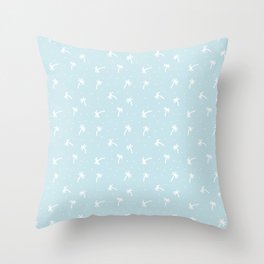 Baby Blue And White Doodle Palm Tree Pattern Throw Pillow