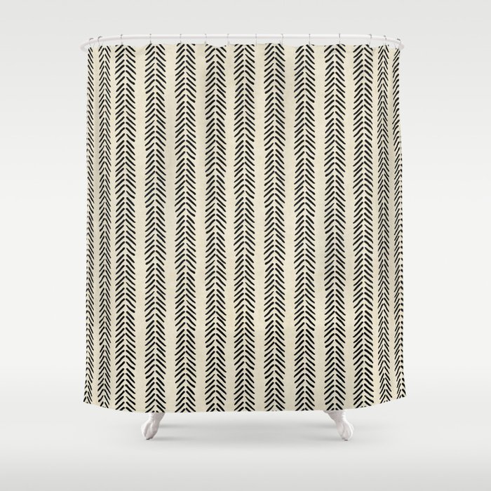 Mud Cloth Black And White Arrowheads Shower Curtain By
