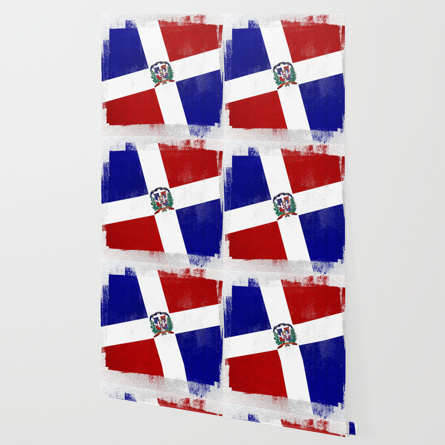 Dominican Republic Distressed Halftone Denim Flag Wallpaper By