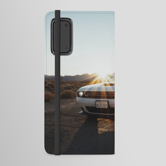 White Dodge Challenger in desert of Death Valley | Travel photography fine art photo print | California, U.S.A. Android Wallet Case