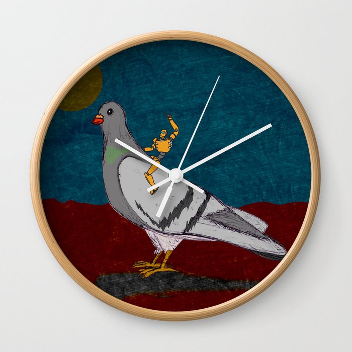 Pigeon Rodeo Wall Clock